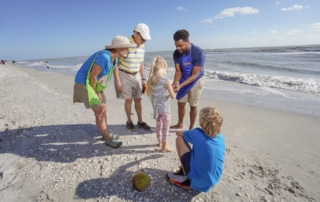 family shelling on Sanibel Island