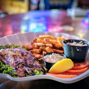 Grouper salad at the Lazy Flamingo on Sanibel Island
