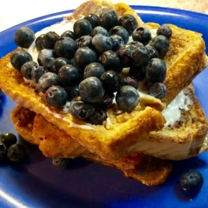 Blueberry french toast at over easy cafe on Sanibel