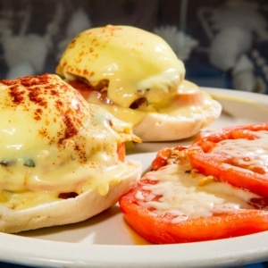 Eggs benedict at the Sanibel Cafe on Sanibel Island