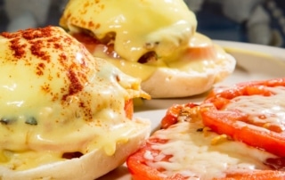 Eggs benedict at the Sanibel Cafe on Sanibel Island